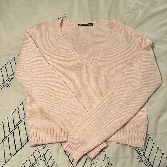 Brandy Melville Sweaters - Light pink v neck brandy melville sweater